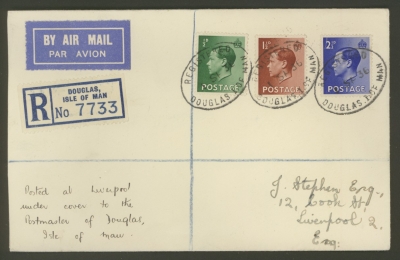 1936 ½d 1d + 2½d King Edward V111 on plain First Day Covers cancelled by IOM Registered cancel 