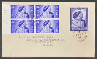 1948 Wedding set on a neat typed FDC cancelled by A Grimsby CDS