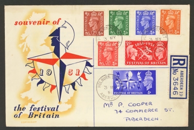 1951 ½d - 2½d New Colours on a illustrated First Day Cover