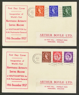 1957 Graphite set on two illustrated covers with Southampton machine cancels