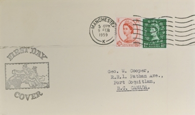 1959 4½d Chestnut on Typed First Day Cover neatly cancelled by a Manchester Machine cancel