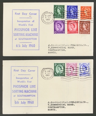 1960 ½d- - 1/3 Phosphor stamps on two typed First Day Covers
