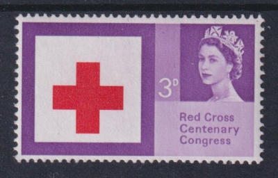 1963 3d Red Cross Variety Dropped Cross SG 642