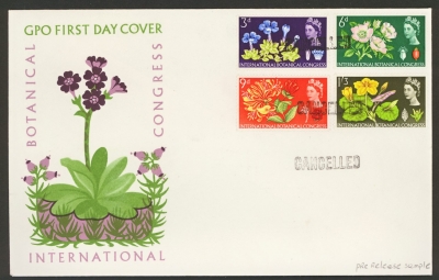 1964 Botanical Set on GPO First Day Cover overprinted Cancelled by the Post Office for the news media