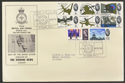 1965 Battle of Britain Evening News day of show  cover  with Biggin Hill RAF 18th Sept special cancel