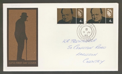 1965 4d Churchill ord Rembrant & Timson printing on GPO cover cancelled by Churchill Oxford CDS