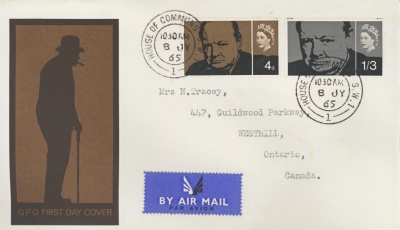 1965 Churchill First Day Cover with House of Commons CDS