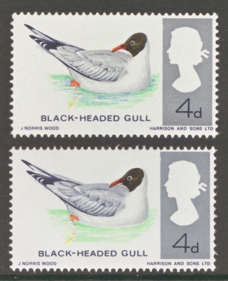 1966 4d Black Headed Gull with Blue omitted SG 696g A fresh U/M example with normal. Cat £450