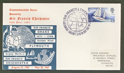 1967 Chichester on Plymouth FDC with Greenwich FDI