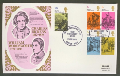 1970 Dickens on Thames FDC with Curiosity Shop FDI