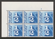 1970 ½p Blue SG D77 Cylinder 2 Block of 6 