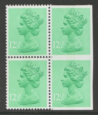 1971 12½p Emerald SG X898 variety Imperf on 3 sides. A fresh U/M block of 4