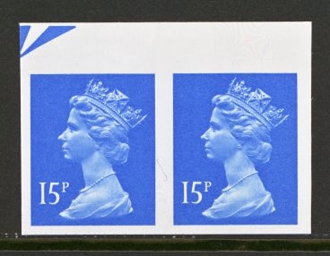 1971 15p Bright Blue variety Imperf SG X905a