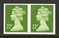 1971 22p Yellow Green variety Imperf SG X963a