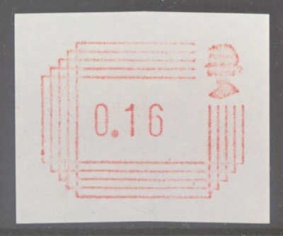 1984 16p Frama Label Variety Printed on White Paper SG Spec Y33b.  A Fresh U/M example of this Difficult stamp.