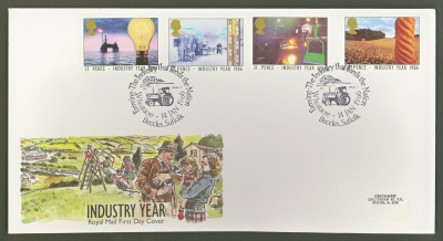 1986 Industry on Post Office cover with Wheatacre FDI