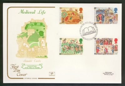 1986 Medieval on Cotswold cover with Philatelic Bureau FDI