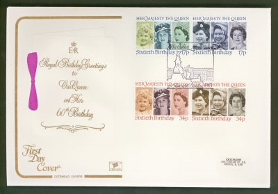 1986 Queens Birthday on Cotswold cover with Birthday Greetings London Square FDI