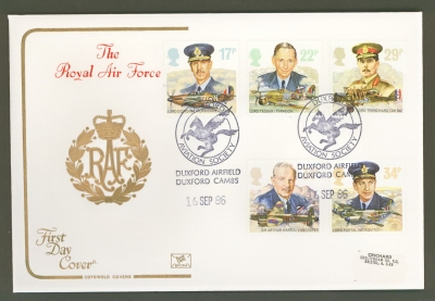 1986 RAF on Cotswold cover with Duxford Airfield FDI