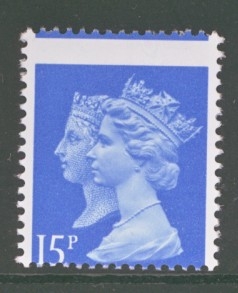 1990 15p Anniversary of 1d Black SG 1467 with Perf Shift