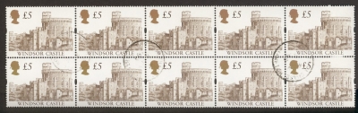 1997 £5 Castle SG 1996 A fine used block of 10 