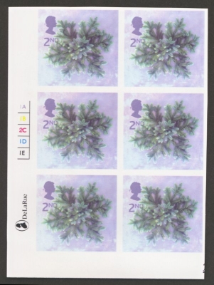 2002 2nd Christmas Imperf Cylinder Block of 6
