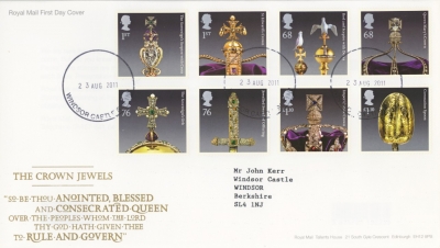 2011 Crown Jewels  on Post Office cover Windsor Castle CDS