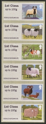 2012 Sheep FS27 x 6 Designs in a strip