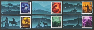 2019 Christmas 6 stamps with Labels 