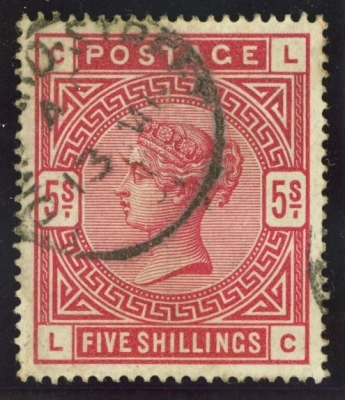 1883 51- 5/- Crimson SG 181. VFU