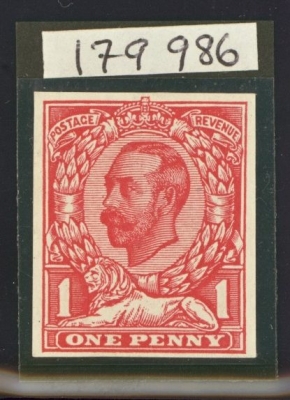1911 1d Carmine Die 1b Plate proof on chalky paper. Afresh unmounted mint example with RPS cert