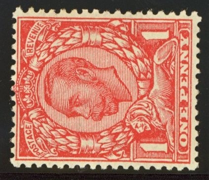 1912 1d Scarlet variety watermark sideways SG 350c. A fresh unmounted mint example 