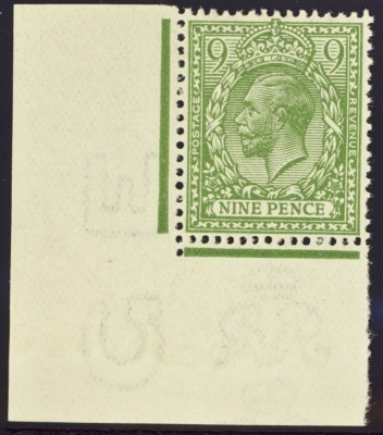 1912 9d Olive Green SG 393a. A superb U/M corner example