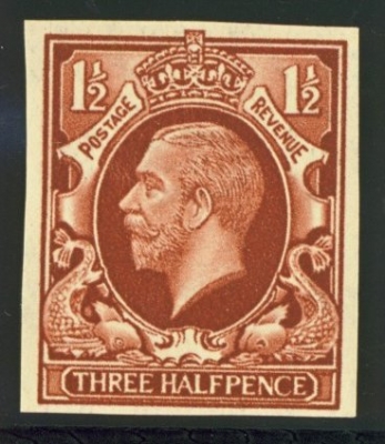  1934 1½d Colour Trial in Brown. A fresh unmounted mint example