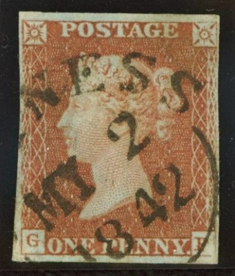 1841 1d Red cancelled by a town CDS. SG 80ns