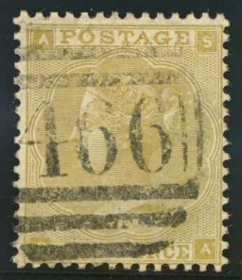 1862 9d Straw on thick paper. SG 87b
