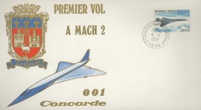 1970 4th Nov Toulouse Concorde flight.  Mach 2 exceeded for first time. Concorde stamp