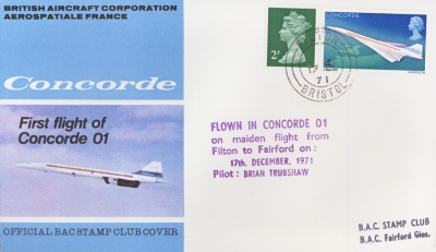 1971 17th Dec Maiden Flight Filton - Fairford - Glos on BAC cover