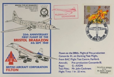 1974 4th Sept Bristol - Brabazon Concorde  Pre-Production flight on BAC cover