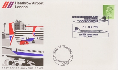 1976 21st Jan Concorde  1st Commercial Flight London - Bahrain on Post Office cover
