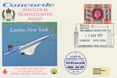 1977 22nd Nov London - New York inaugural Concorde flight on BAC cover