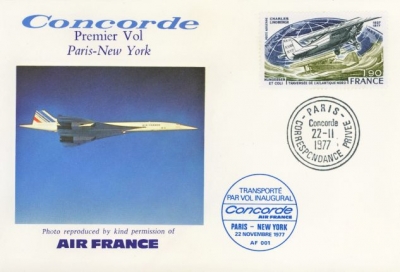1977 27th Nov Paris - New York Concorde  Inaugural flight on Rembrandt cover