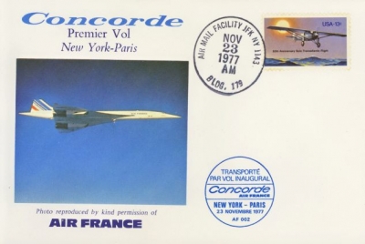 1977 23nd Nov New York - Paris Inaugural Concorde flight on Rembrandt cover