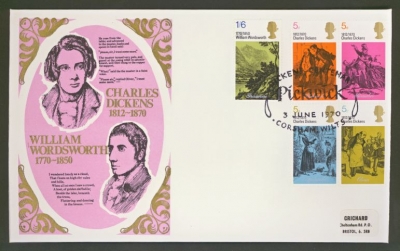 1970 Dickens on Thames FDC with Pickwick FDI