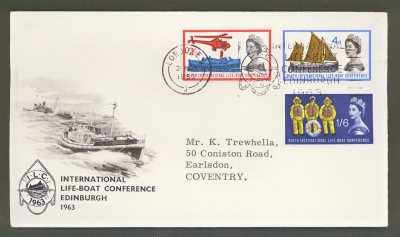1963 Lifeboat ord on Typed FDC with Lifeboat Edinburgh Slogan