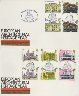 1975 Architecture Gutter Pair on Post Office cover Windsor FDI