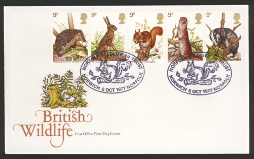 1977 Wildlife on Post Office cover Norwich FDI