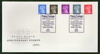 1990 1d Black Anniv on Post Office cover Penny Post London FDI
