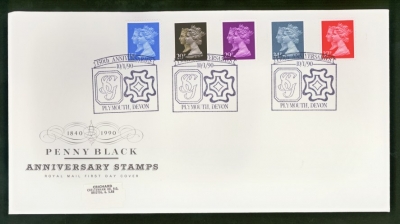 1990 1d Black Anniv on Post Office cover Plymouth FDI