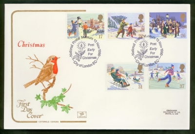 1990 Christmas on Cotswold cover Postal Museum London FDI